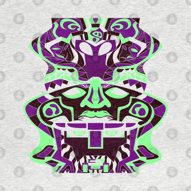 olmec totem in ecopop mecha sentinel in gemini wallpaper style by jorge_lebeau